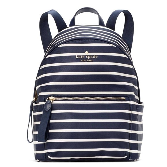 New Kate Spade Chelsea Parisian Medium Backpack & Wallet Stripes Navy Multi